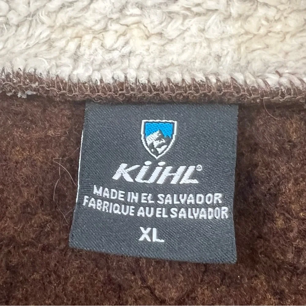 Kuhl Alfpaca 1/4 zip pullover Men XL Brown cream stitching pockets outdoor